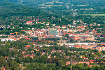 Fototapeta na wymiar Panorama flight over the east of Hamburg Germany