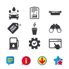Petrol or Gas station services icons. Car wash.