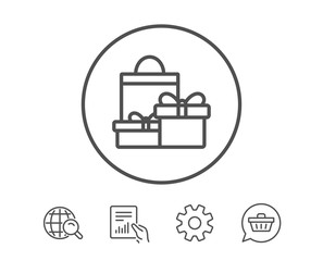 Gift boxes line icon. Present sign.