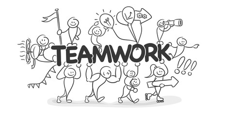 Stick Figure Series Black White / Teamwork