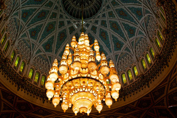 in oman muscat old mosque  chandelier