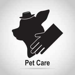 Pet care icon. Dog and glove, Grooming and spa, dog care concept