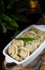 pierogi with wild garlic filling