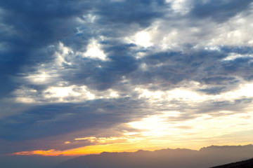 in oman  sun falling  down