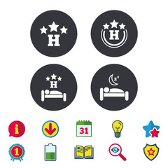 Three stars hotel icons. Travel rest place.