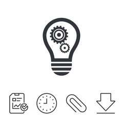 Light lamp sign icon. Bulb with gears symbol.