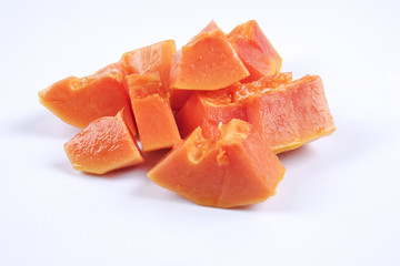 slice papaya isolated on white background. Top view
