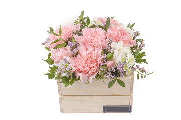 Isolated bouquet of bright flowers on a white background.