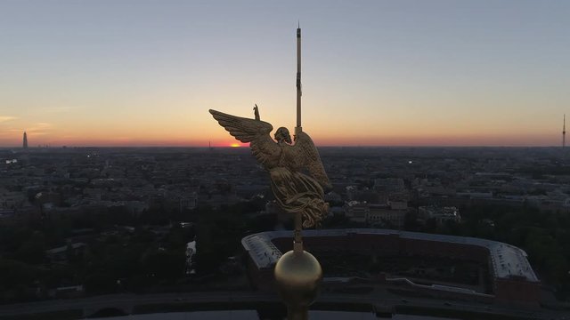 Angel of the Peter and Paul Fortress against of the city of Saint Petersburg