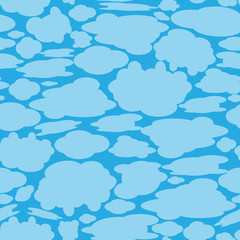 Vector seamless pattern of clouds in the light blue sky. Suitable for printing on textiles, wrapping paper, and can also be used as wallpaper for the computer or backdrop for the site.