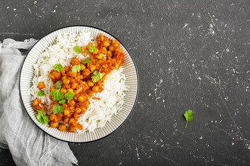 Chickpea curry with basmati rice - obrazy, fototapety, plakaty