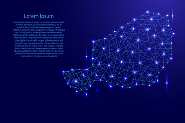 Map of Niger from polygonal blue lines and glowing stars vector illustration