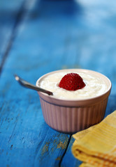 Homemade yogurt with strawberries