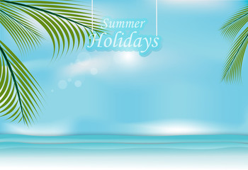 Fototapeta na wymiar Summer Holidays background, Sea and sky paper art style
