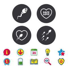 Sperm icons. Fertilization or insemination signs.