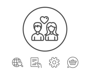 Couple line icon. Users with Heart sign.