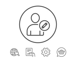 Edit User line icon. Profile Avatar sign.