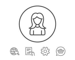 User line icon. Female Profile sign.