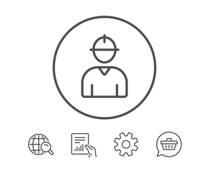 Worker line icon. Male Profile sign.