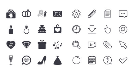 Set of Wedding and Engagement icons.