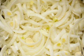 Beautiful and fresh chopped onions with semicircles