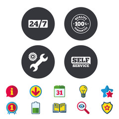 Repair fix tool icons. Customer service signs.