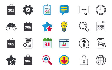 Sale bag tag icons. Discount symbols.