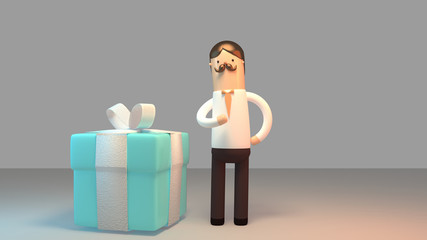 Happy Father's Day. A big present for dad. 3d render picture.