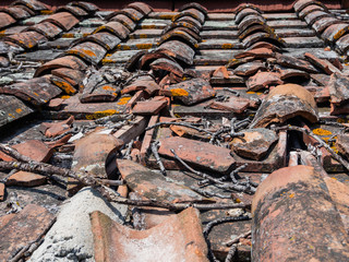 Roof cover damaged by thunderstorm