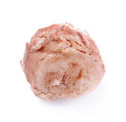 various ice cream balls isolated on white background, top view