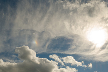 Fototapeta na wymiar lens optic in the cloudy sky in summer
