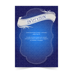 Invitation card, Wedding card with ornament on  blue background