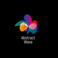 Wavy abstract vector logo. Smooth gradients and colorful cosmic and high technology oval shapes.