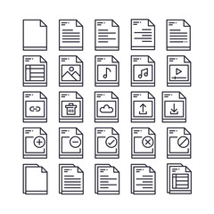 Set of File and Document Outline Icon design . All Icon designed on 64x64 Pixel perfect Icon. Good to use for website project , app , mobile and more. Editable Stroke.  