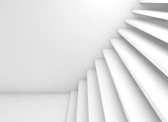 Empty white stairs goes up, 3d illustration