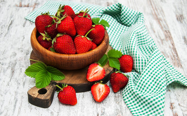 Bowl with fresh strawberries