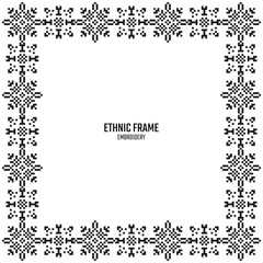 Ethnic card. Vector frame tribal style. Embroidery ornament.