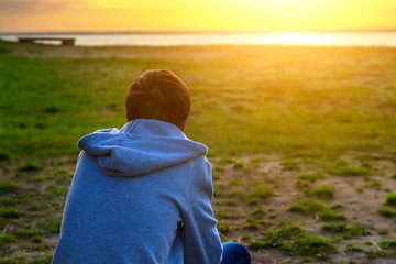 Young Man at Sunset