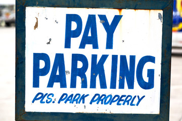 old dirty label of parking signal