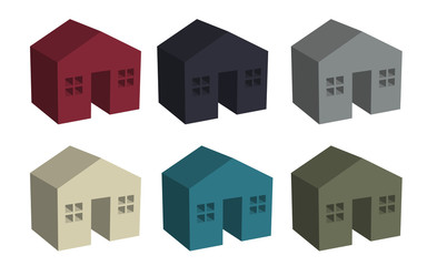 Fototapeta premium Building houses icon in 3D, vector