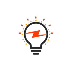 New question mark symbol, flat bright cartoon bulb. White and orange colors sign. Stylized vector lightbulb colorful logotype. Query icon, circle line logo