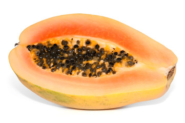 Sliced of fresh papaya isolated on white background.