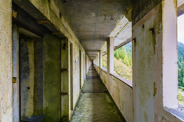 Fototapeta na wymiar Ruin abandoned hotel on the island of Sao Miguel