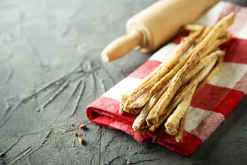 Homemade bread sticks with herbs