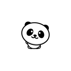 Cute Panda welcomes waving his hand vector illustration, Baby Bear logo, new design line art, Chinese Teddy-bear Black color sign, simple image, picture with animal