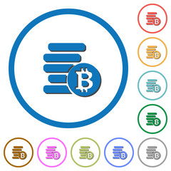 Bitcoins icons with shadows and outlines