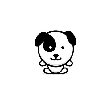 Cute Dog vector illustration, Baby Puppy logo, new design art, Pet Black color sign, simple image, picture with animal.