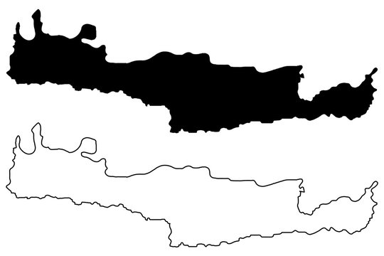  Crete map vector illustration, scribble sketch island of Crete