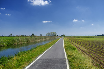 Bicycle lane along the Naviglio of Bereguardo (Italy)