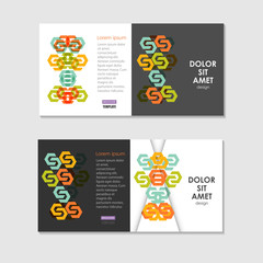 Two business brochure design layout template, with hexagon pattern